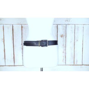 Levi Strauss thick black leather wide belt with distressed buckle / unisex